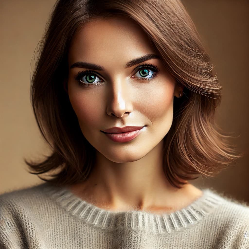 Smiling woman in her late 30s with shoulder-length brown hair, reflecting relief and comfort after selling her inherited property through KJH Properties.